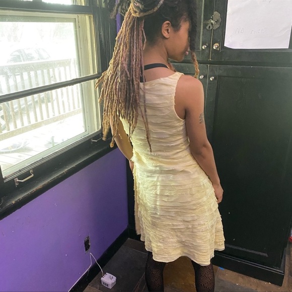 True Vintage buttery soft pure silk handmade ruffle layer dress small - Picture 4 of 10